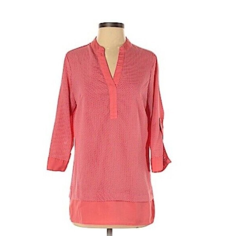 Antilia Femme Size Small S 3/4 Sleeve Blouse V neck pull over career work causal